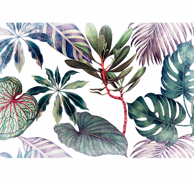 Mural de parede natureza arranjo de folhagens tropicais - TenStickers