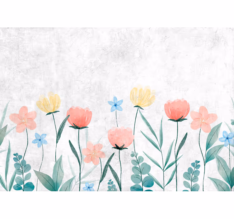 Fotomurais flores campo de flores florescendo - TenStickers