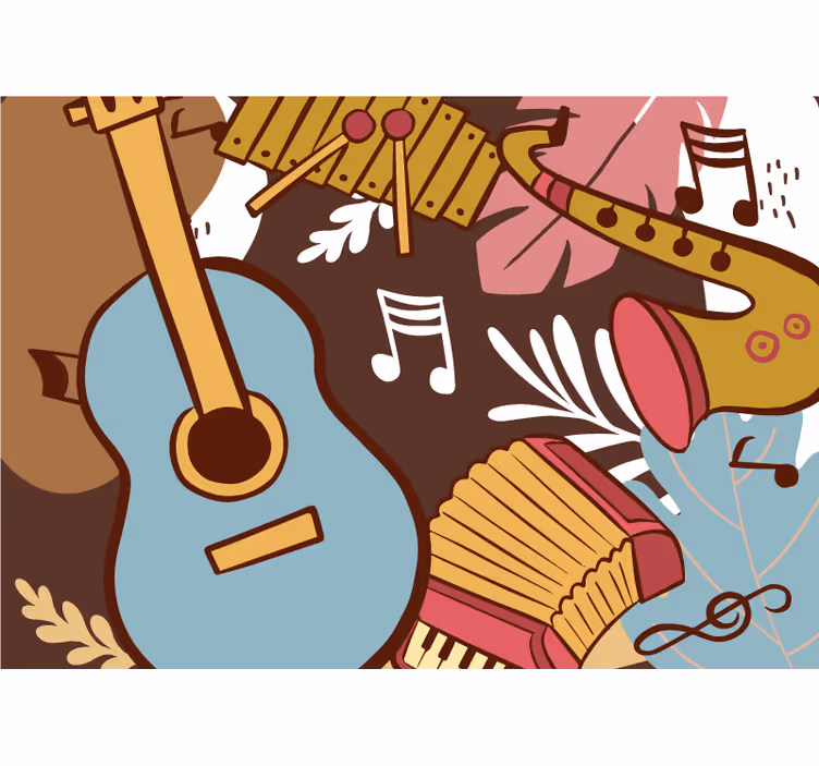 Mural de parede música arranjo de instrumentos musicais - TenStickers