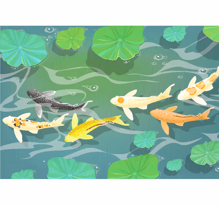 Mural de parede animais lago de peixes koi - TenStickers