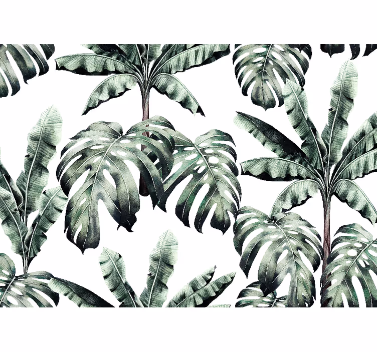 Fotomurais de paisagens Folhas tropicais em aquarela - TenStickers