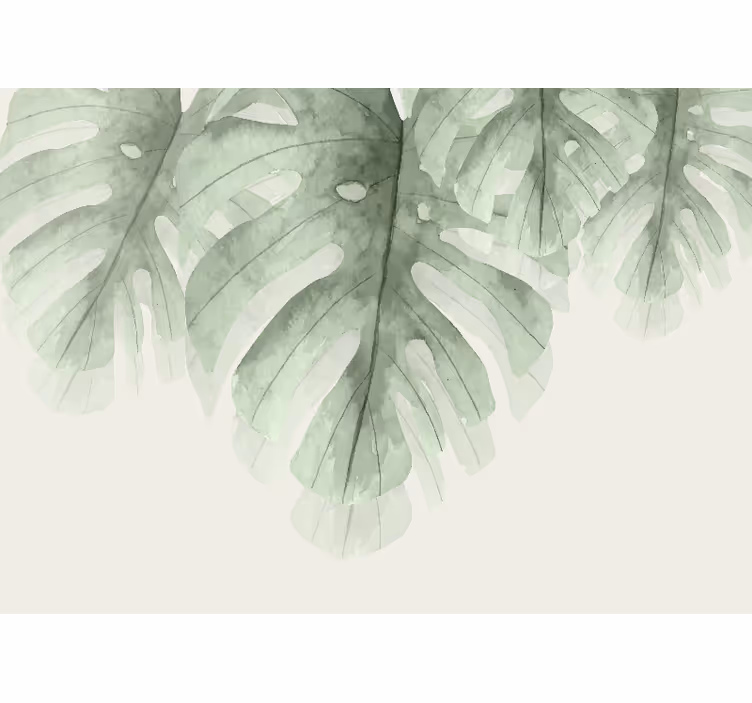 Fotomurais de paisagens Folhas verdes em aquarela - TenStickers