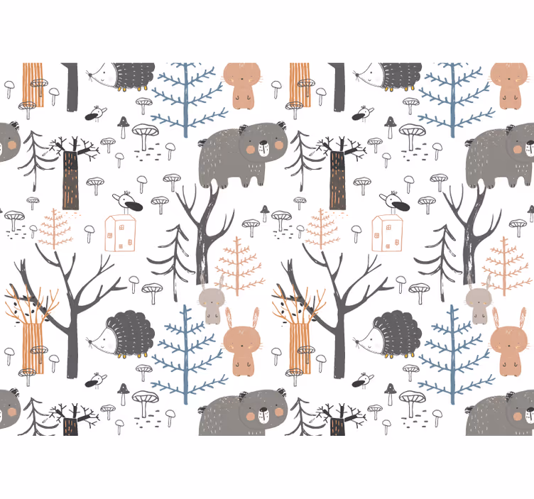 Mural de parede bebés tema animais da floresta - TenStickers