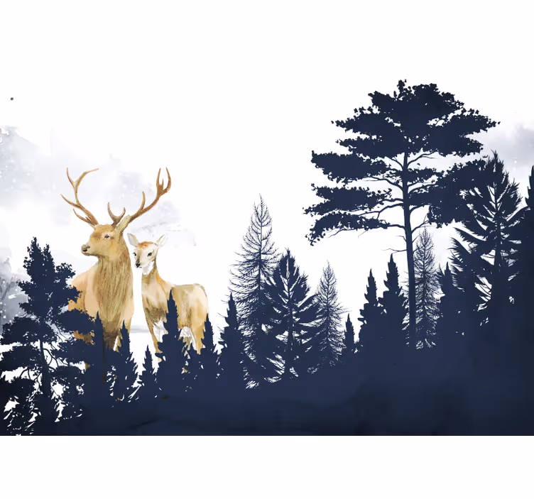 Mural de parede bosques par de cervos majestosos - TenStickers