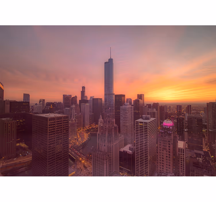 Fotomurais cidades e países pôr do sol em chicago - TenStickers