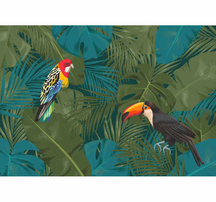 Mural de parede animais exibição de papagaios tropicais - TenStickers