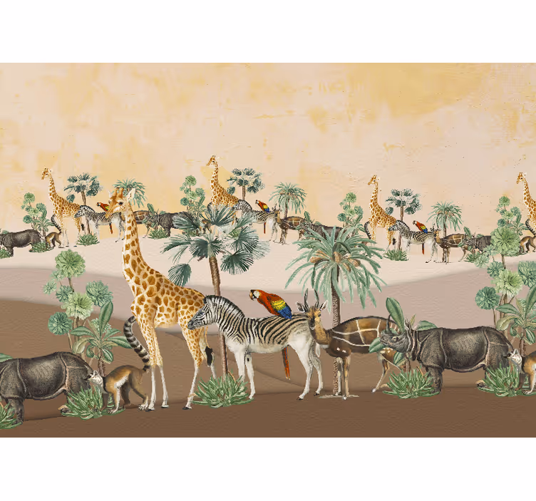 Mural de parede africano cena de vida selvagem safari - TenStickers