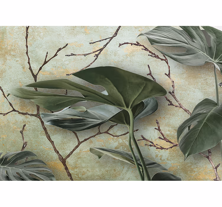 Mural de parede natureza inspiração em folhagens tropicais - TenStickers