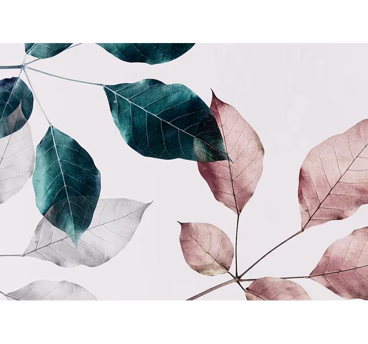 Mural de parede natureza elementos de folhas elegantes - TenStickers