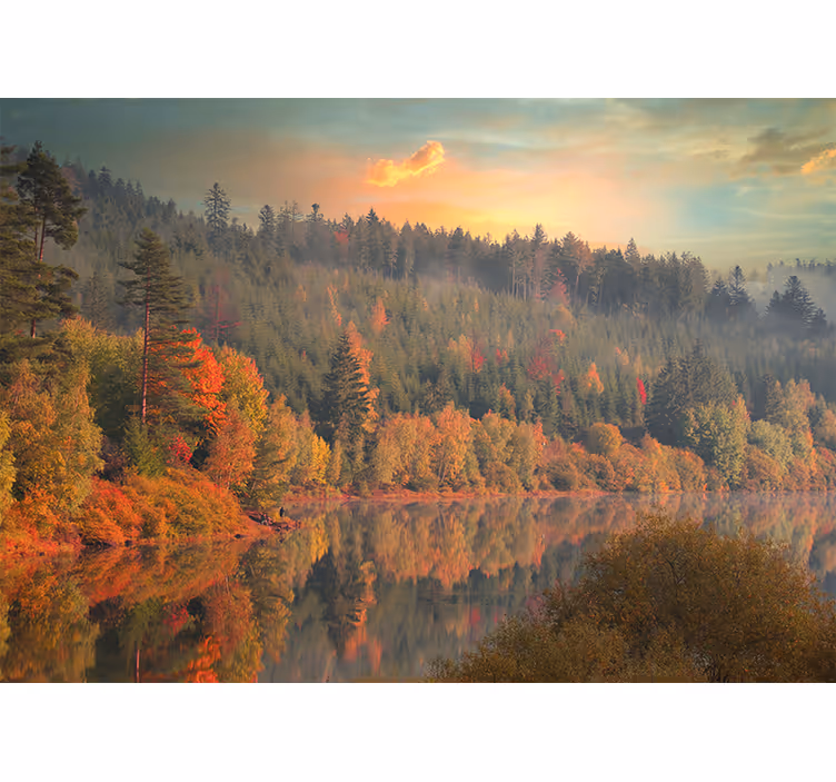Fotomurais de paisagens reflexo sereno do outono - TenStickers