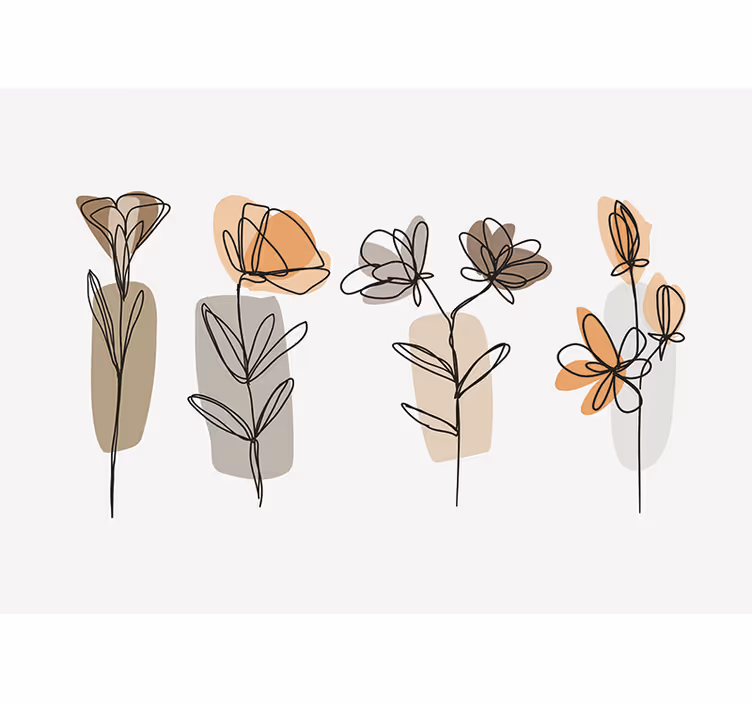 Mural de parede de flores estilo minimalista - TenStickers