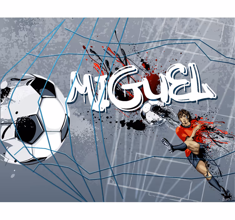 Mural de parede juvenil gol futebol com nome - TenStickers