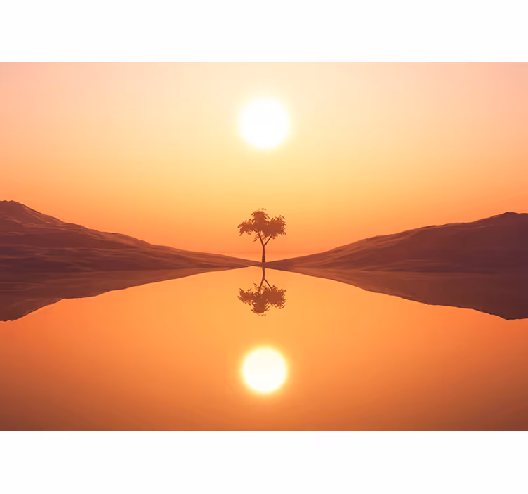 Fotomurais de paisagens nascer do sol sereno do lago - TenStickers