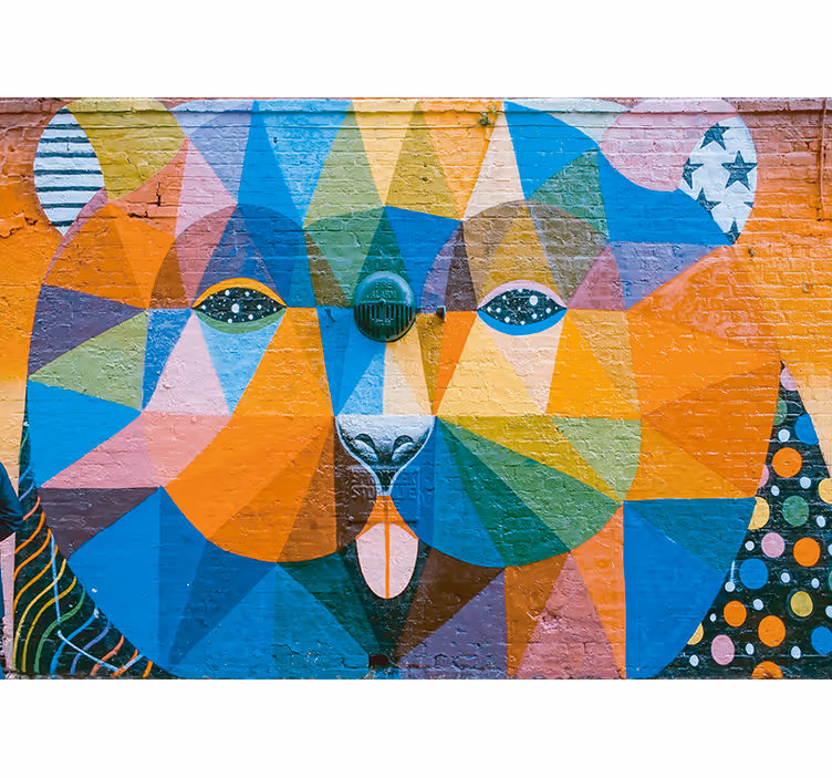 Mural de parede de arte urbana felino geométrico - TenStickers