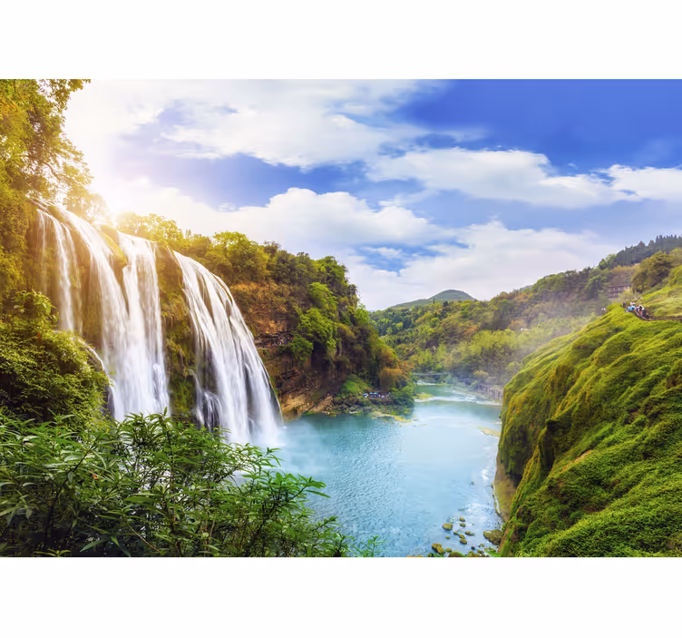 Fotomurais de paisagens Cachoeira e montanhas - TenStickers