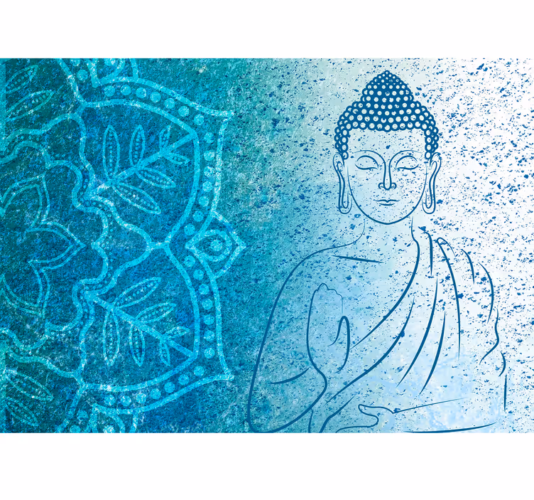 fotomural de parede de mandala azul de buda - TenStickers