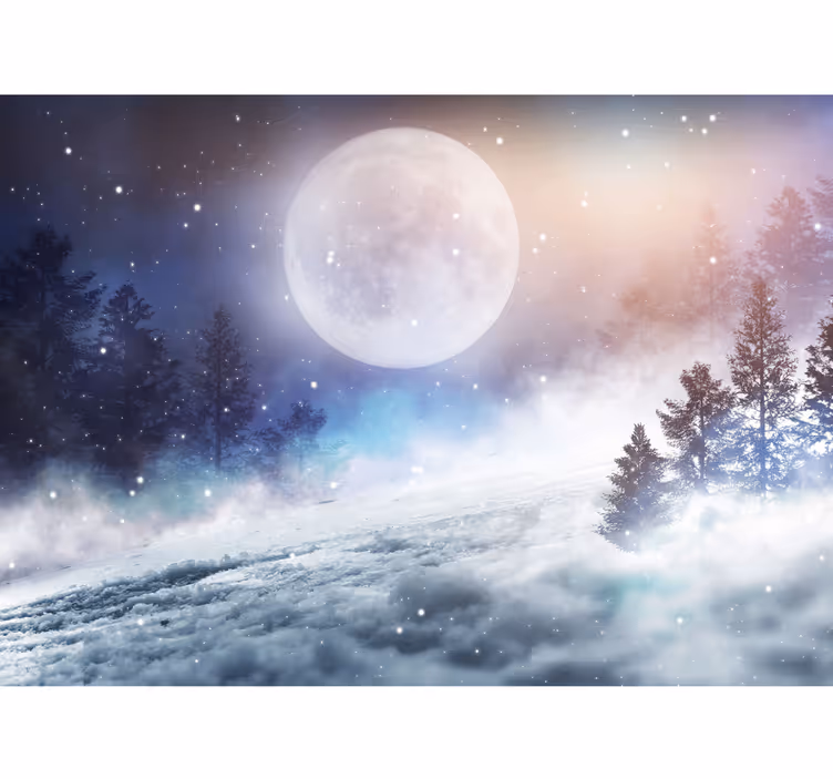 Floresta da fantasia com murais de lua cheia para crianças - TenStickers