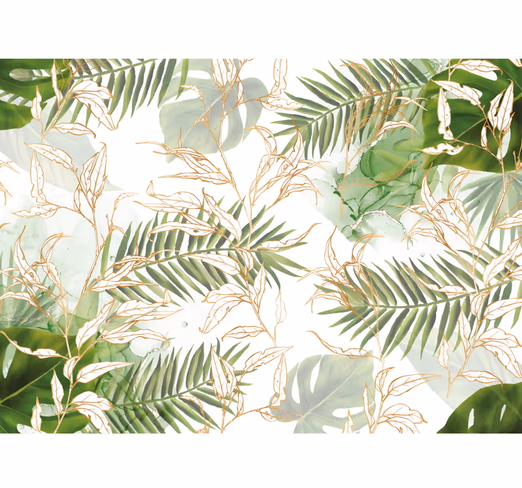 Mural de parede para a sala folhas de palmeira elegantes - TenStickers