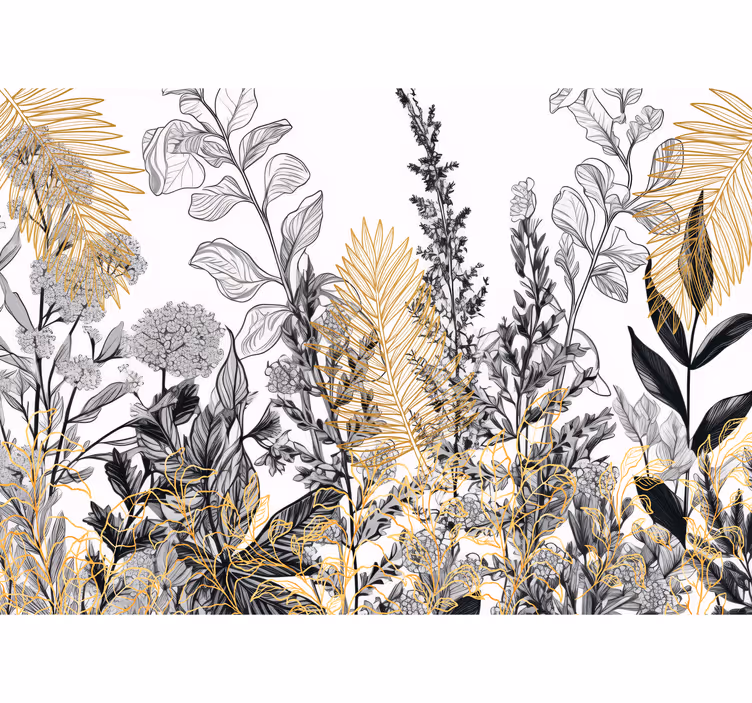 Mural de parede para a sala desenhos de plantas - TenStickers