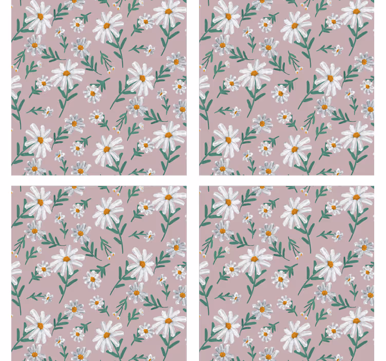 Bases para copos com fundo em padrão floral - TenStickers