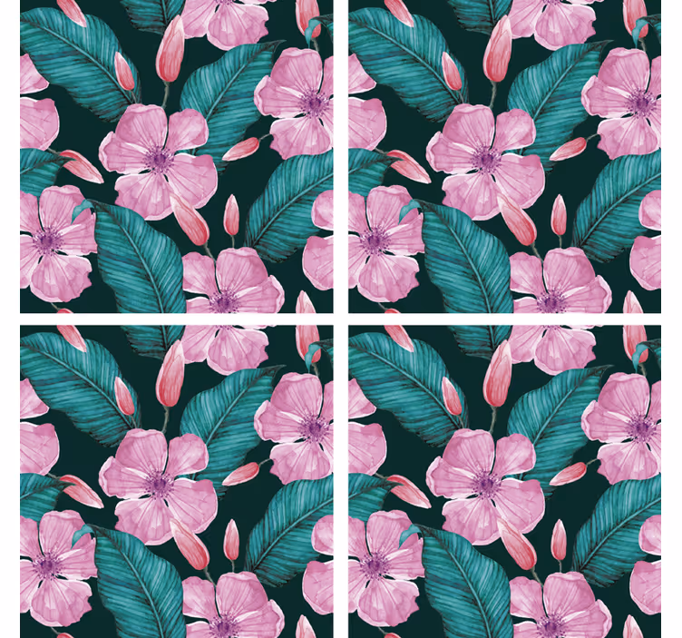 Bases para copos com padrão floral e folhas - TenStickers