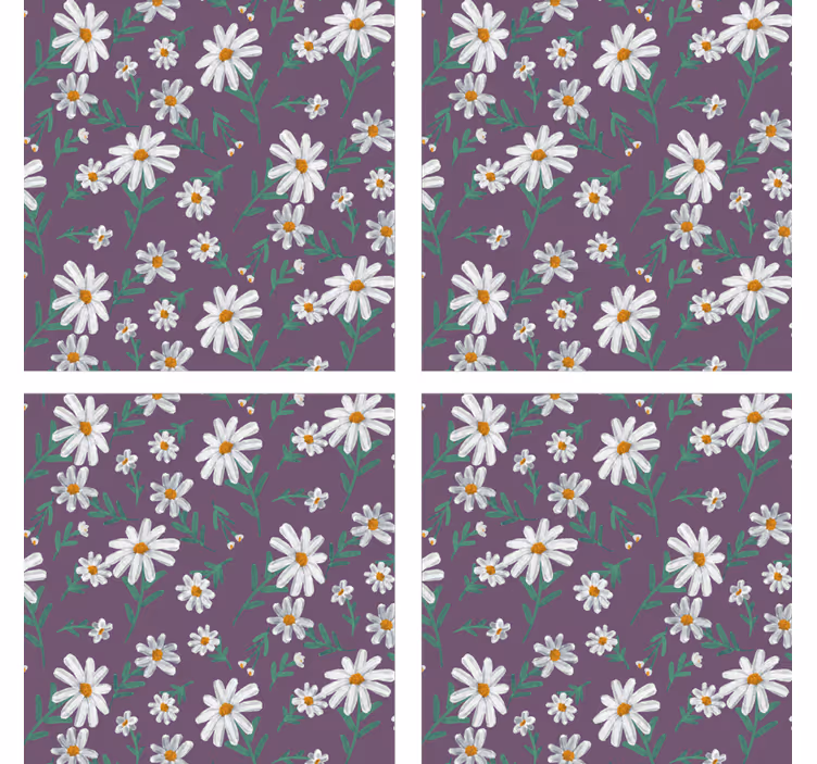 Bases para copos com padrão floral roxo - TenStickers