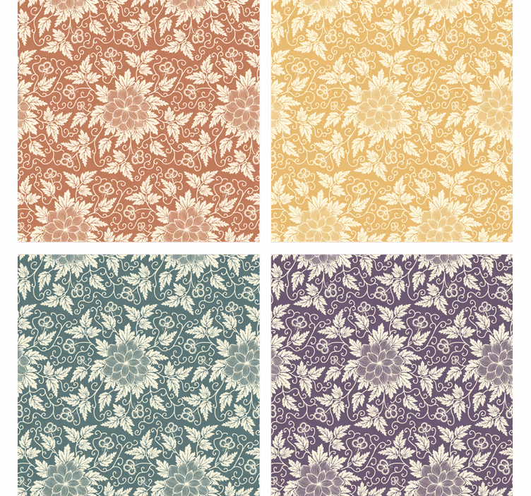 Bases para copos vintage em azulejos florais quadrados - TenStickers