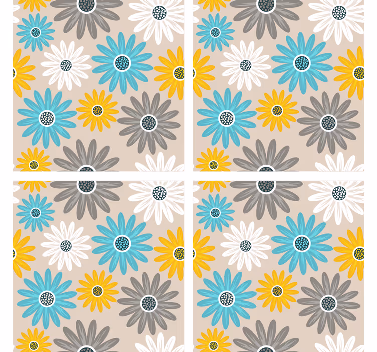 Bases para copos elementos florais vibrantes - TenStickers