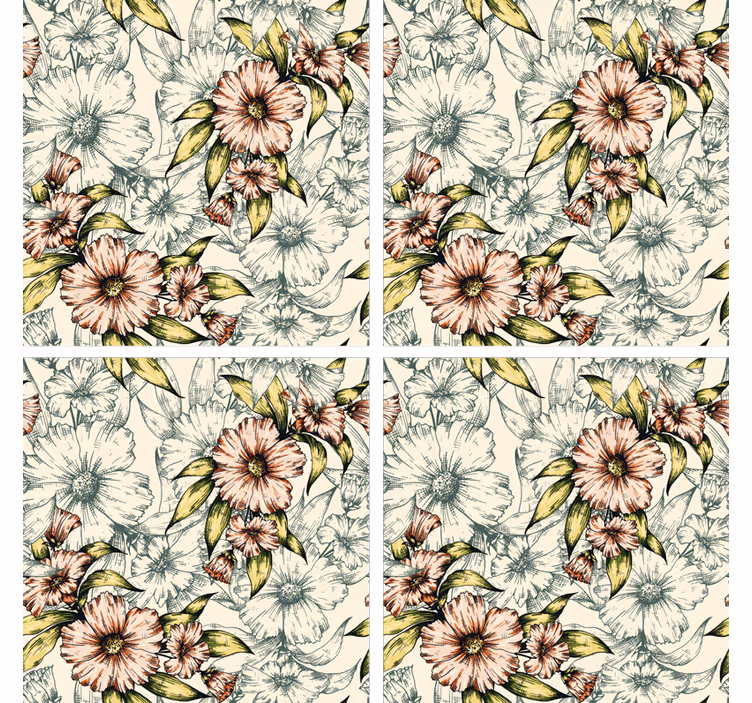 Bases para copos arte em padrão floral - TenStickers