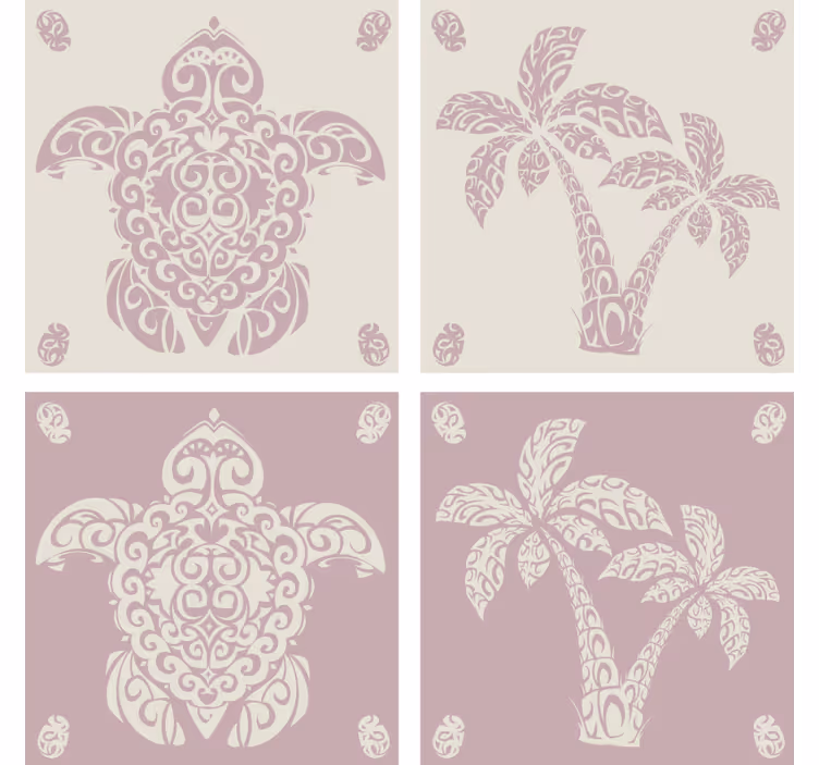 Bases para copos com padrões elegantes de folhas de palmeira - TenStickers