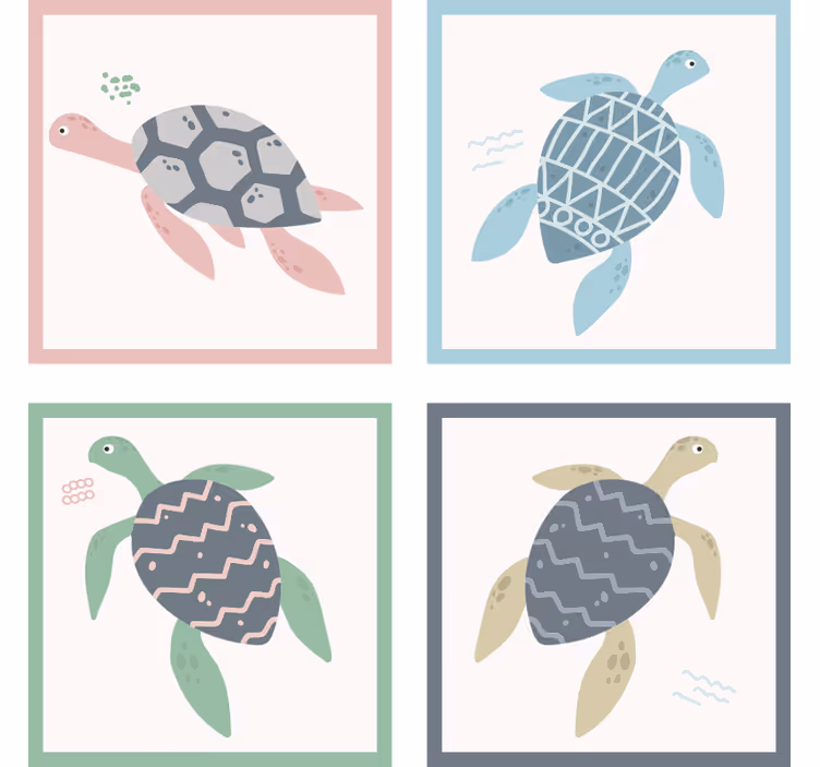 Bases para copos com padrões de tartarugas divertidos - TenStickers