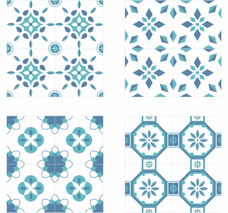 Bases para copos azulejos padrão floral - TenStickers