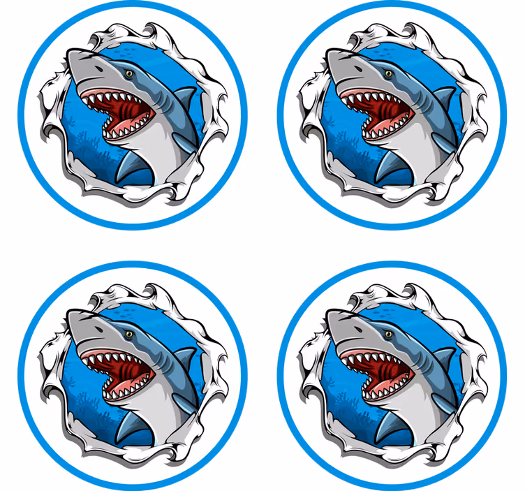 Bases para copos de peixes Grande tubarão 3d - TenStickers