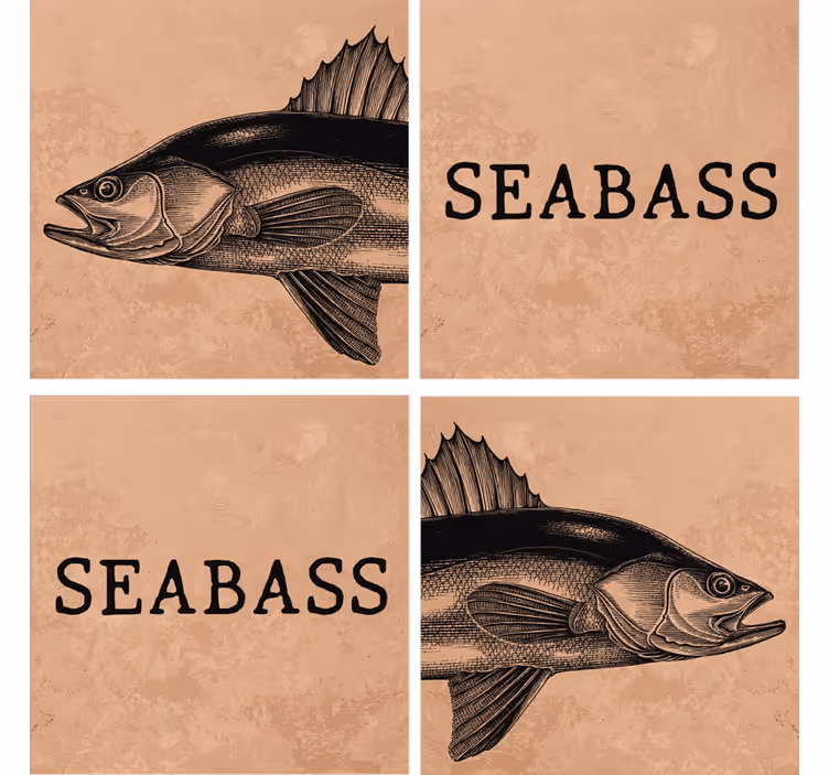 Bases para copos personalizáveis arte de ilustração seabass - TenStickers