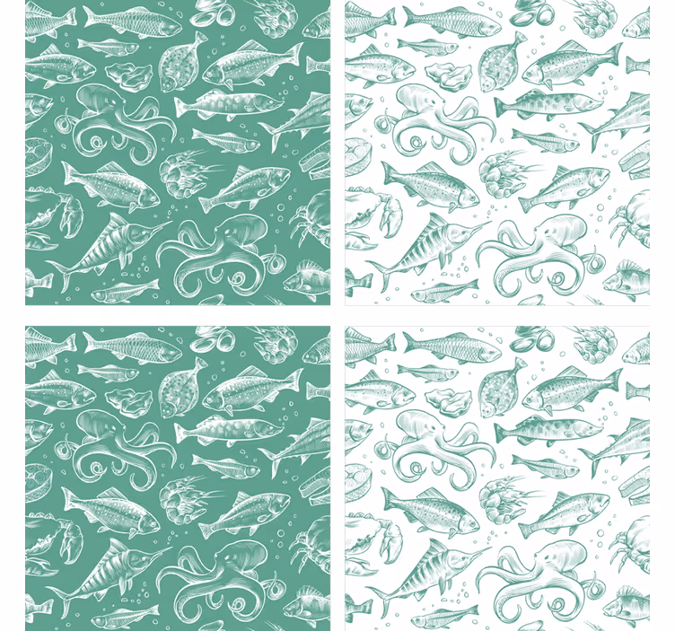Bases para copos com estampa de frutos do mar - TenStickers