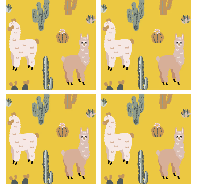Bases para copos com padrão de lhama e cacto - TenStickers