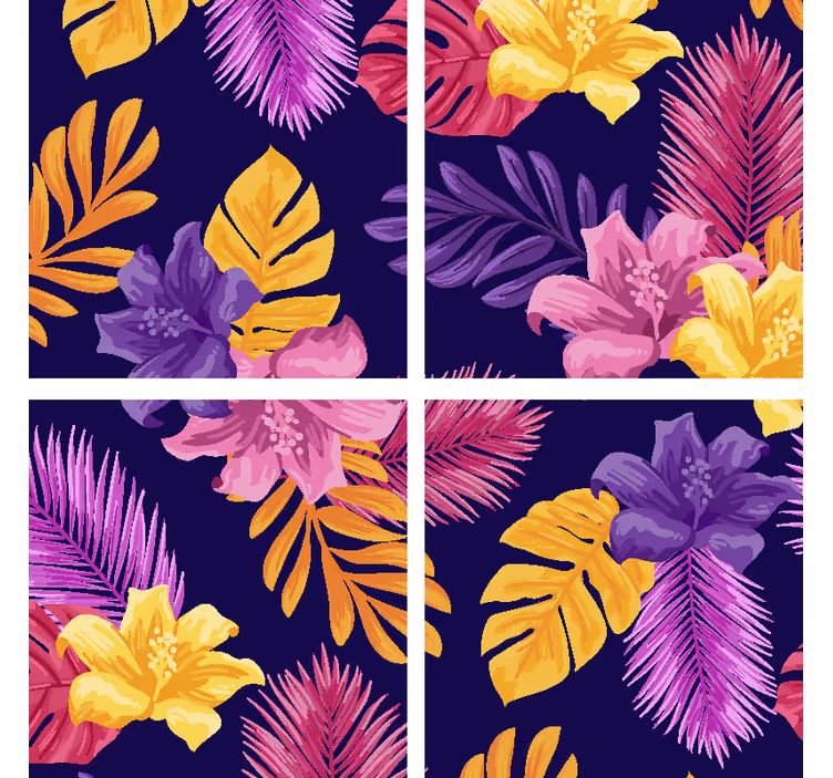 Bases para copos modernas Padrão tropical e colorido - TenStickers