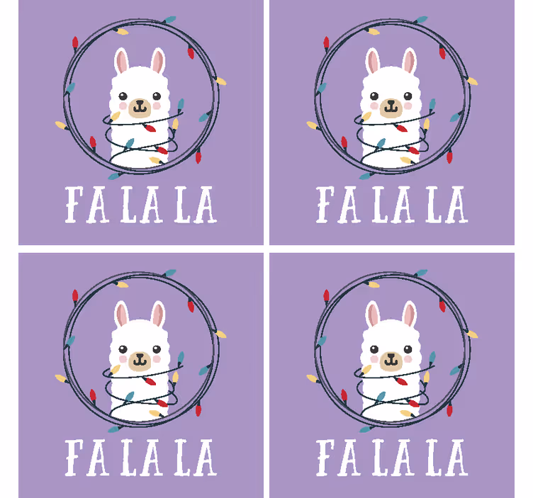 Bases para copos de natal alegria natalina da lhama - TenStickers