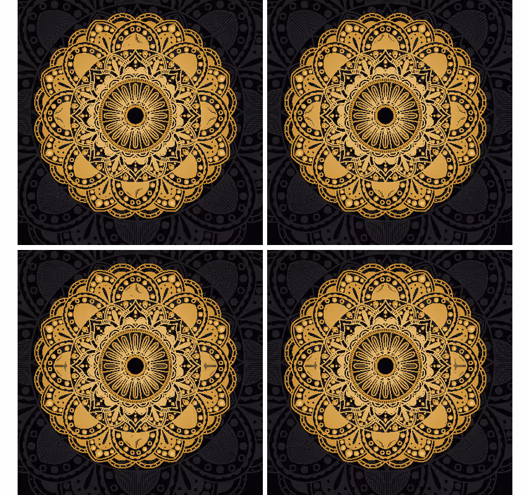 Bases para copos vintage Mandala de ouro - TenStickers