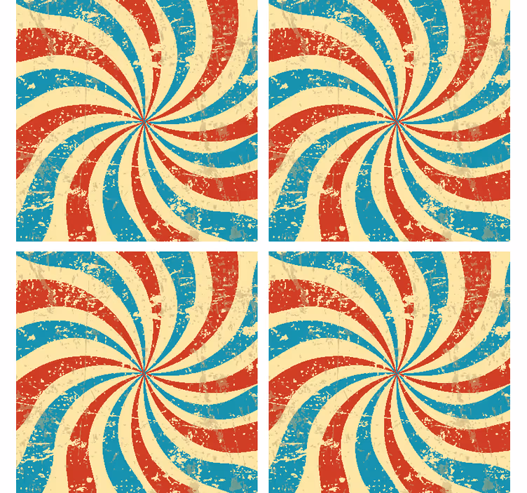 Bases para copos vintage padrão vermelho e azul - TenStickers