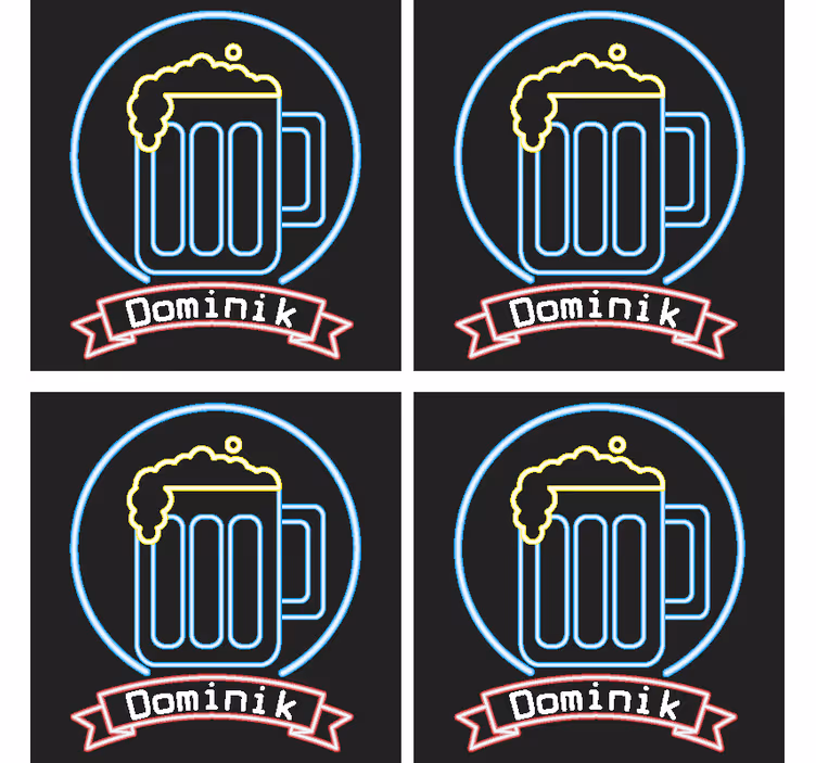 Bases para copos Cerveja de neon com nome - TenStickers