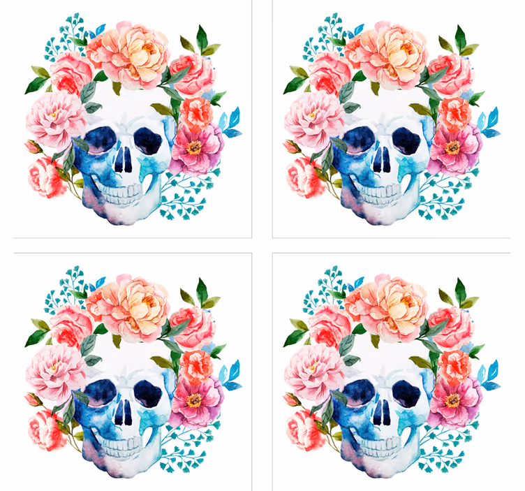 Flores do crânio base para copos de arenito - TenStickers