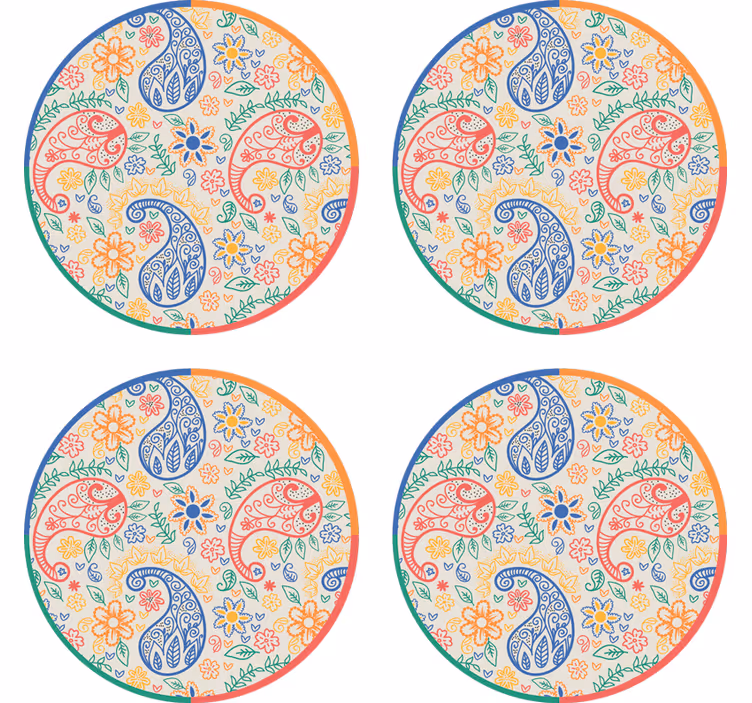 Bases para copos de paisley Paisley colorido - TenStickers
