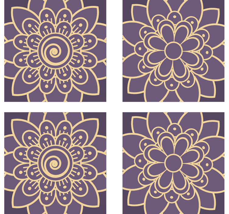 Bases para copos com padrões dourados florais - TenStickers