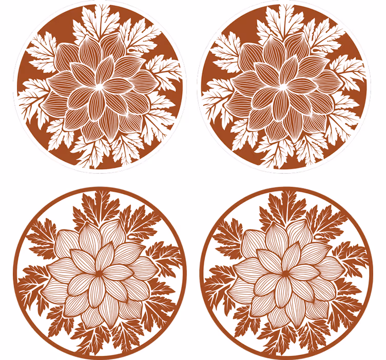 Bases para copos com arranjo de padrão floral - TenStickers