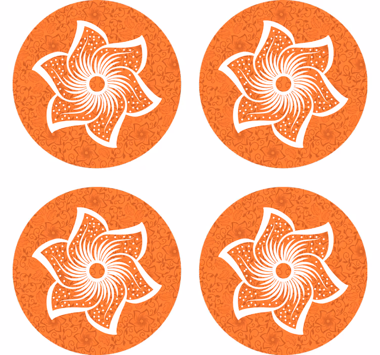 Bases para copos cerveja flora laranja estilosa - TenStickers
