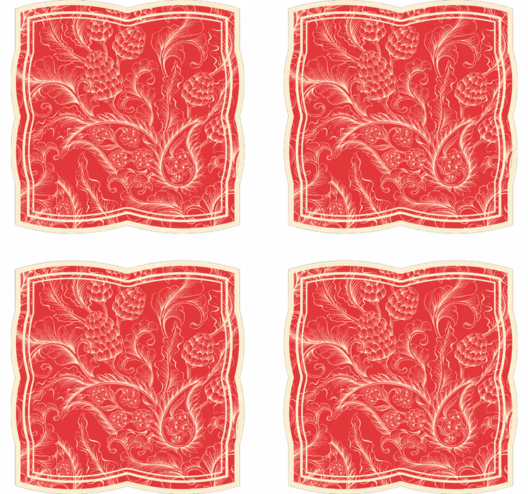 Bases para copos com padrão floral ornamental - TenStickers