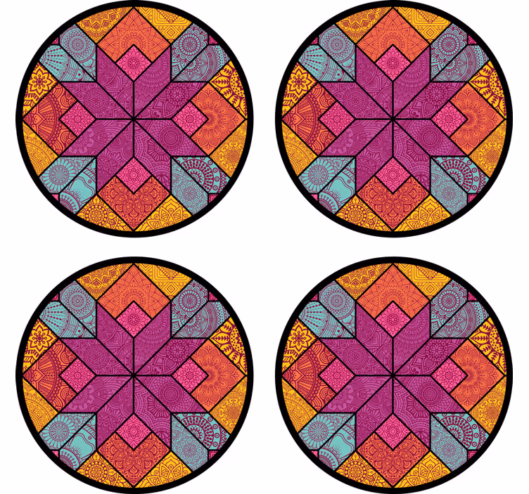 Bases para copos com arranjo geométrico vibrante - TenStickers