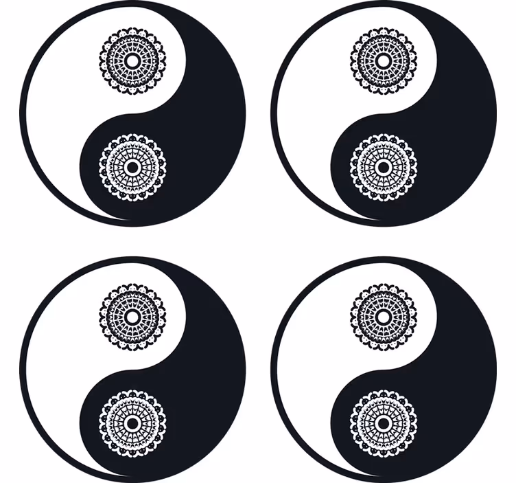 Bases para copos de paisley Ying yang paisley - TenStickers