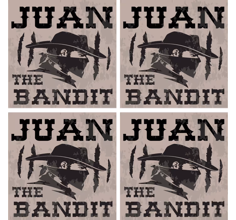 Bases para copos vintage silhueta de juan bandit - TenStickers